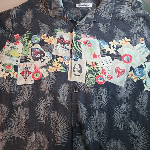 Tommy Bahama Las Vegas Theme Printed Silk Short‎ Sleeve Shirt Men's Size XL - Picture 2 of 5